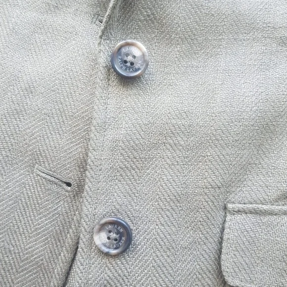 Lauren Ralph Lauren Herringbone Linen Blazer In Olive Fern Size 12 NWT $345 - Picture 8 of 12
